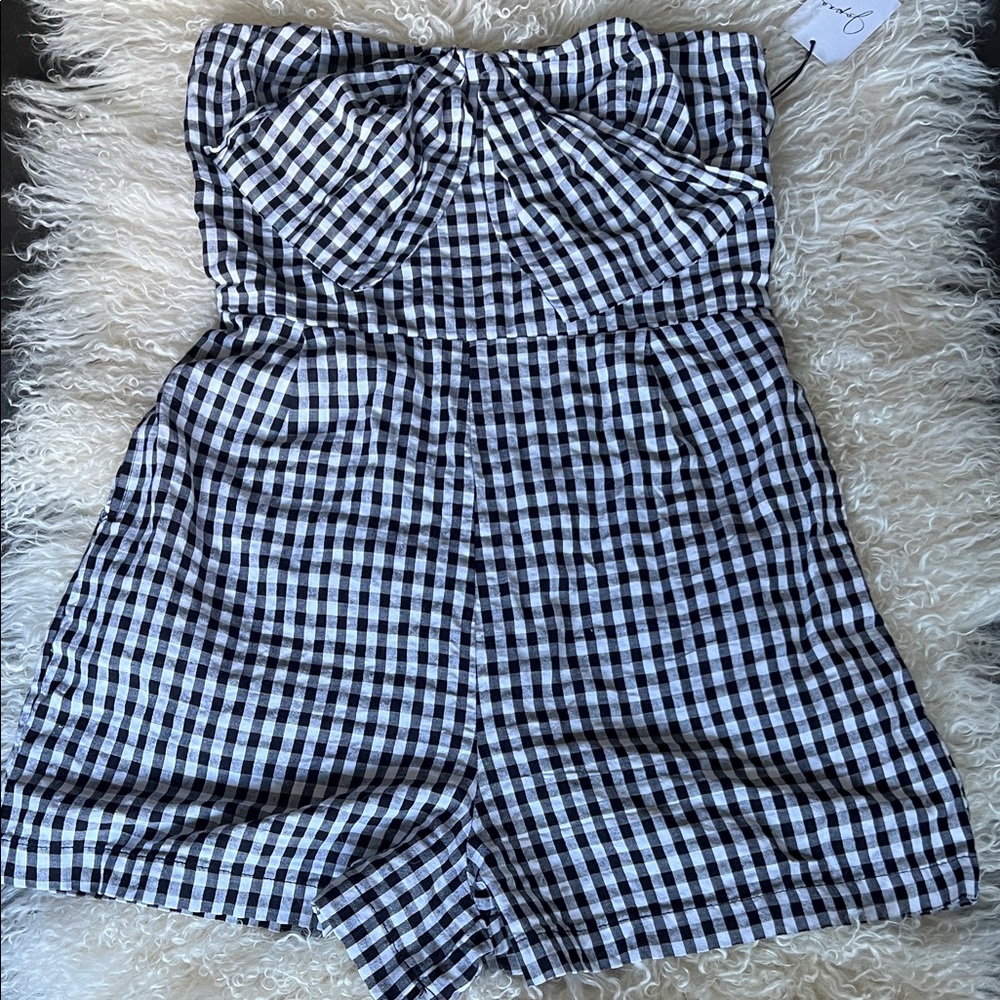 Japna Sleeveless Gingham Romper NWT